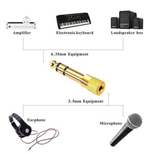 3 Packs Stereo Audio Adapter Converter, 6.35mm (1/4 inch) Male to 3.5mm (1/8 inch) Female Headphone Gold Plated Pure Copper Jack Plug for Guitar Headphones Amp