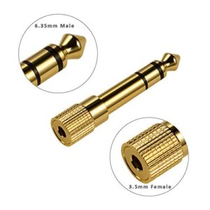 3 Packs Stereo Audio Adapter Converter, 6.35mm (1/4 inch) Male to 3.5mm (1/8 inch) Female Headphone Gold Plated Pure Copper Jack Plug for Guitar Headphones Amp