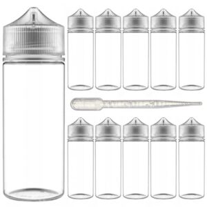 chubby gorilla 120ml v-3 clear pet unicorn plastic bottles (10 pack) - squeeze bottle, juice bottles authentic chubby gorilla dropper bottle with squeeze dropper