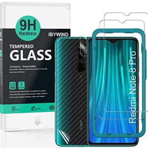 Ibywind Screen Protector For Redmi Note 8 Pro,with 2Pcs Tempered Glass,1Pc Camera Lens Protector[Fingerprint Reader,Easy to install]