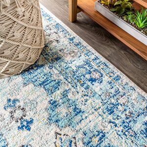 JONATHAN Y MDP202A-4 Modern Persian Boho Vintage Medallion Bohemian Indoor Area-Rug Country Easy-Cleaning Bedroom Kitchen Living Room Non Shedding, 4 ft x 6 ft, Cream,Blue