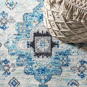 JONATHAN Y MDP202A-4 Modern Persian Boho Vintage Medallion Bohemian Indoor Area-Rug Country Easy-Cleaning Bedroom Kitchen Living Room Non Shedding, 4 ft x 6 ft, Cream,Blue