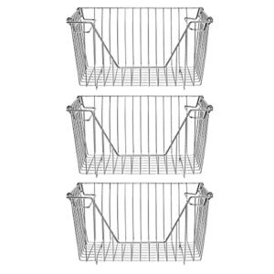 homics stackable storage wire baskets, freezer baskets for chest freezer open front pantry organization and storage fruit vegetable baskets potato and onion organizer bins, 3 packs