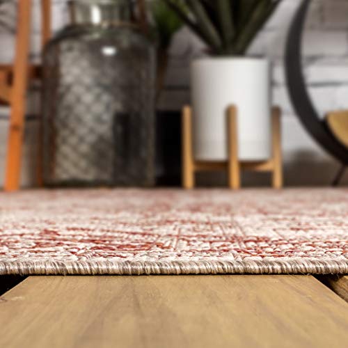 JONATHAN Y SMB102A-3 Rozetta Boho Medallion Textured Weave Indoor Outdoor Area -Rug Coastal Bohemian Rustic Glam Easy -Cleaning Bedroom Kitchen Backyard Patio Non Shedding, 3 X 5, Red/Taupe