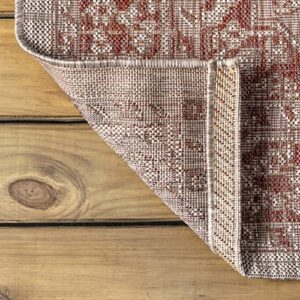 JONATHAN Y SMB102A-3 Rozetta Boho Medallion Textured Weave Indoor Outdoor Area -Rug Coastal Bohemian Rustic Glam Easy -Cleaning Bedroom Kitchen Backyard Patio Non Shedding, 3 X 5, Red/Taupe