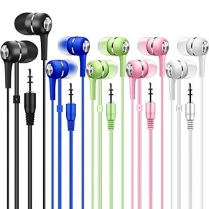 bulk earbuds headphones 10 pack multi colored for school classroom students kids child teen (multicolor)