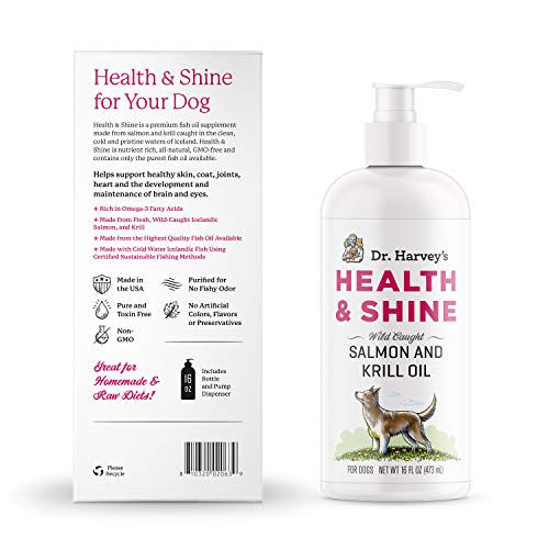 Dr. Harvey's Health & Shine Salmon and Krill Fish Oil for Dogs- Supports Healthy Heart, Brain, and Eyes (16 FL OZ)