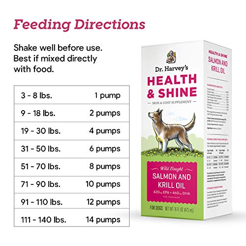 Dr. Harvey's Health & Shine Salmon and Krill Fish Oil for Dogs- Supports Healthy Heart, Brain, and Eyes (16 FL OZ)