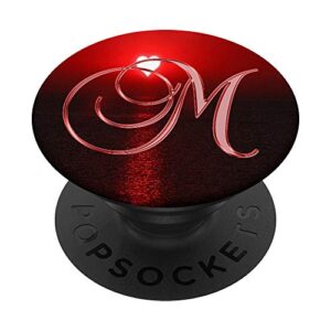 m red heart beach ocean lake sun sea monogram initial letter popsockets popgrip: swappable grip for phones & tablets