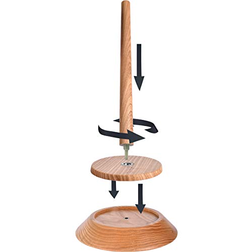 BarvA Big Wood Yarn Holder Advanced Metal Twirling Mechanism Lazy Susan Stand Ball Spindle Sewing Crocheting Tool Wool Cord Organizer Ribbon Storage Knitting Winder Embroidery Thread Crochet Accessory