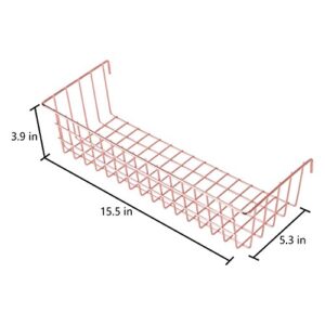 GRIDYMEN Hanging Grid Basket for Wire Wall Panel,, Multifunction Wall Storage Display Decorative Basket, Size 15.5"x5.3"x3.9", Rose Gold