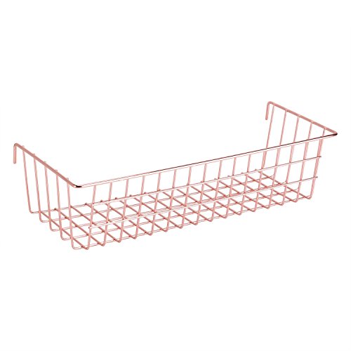 GRIDYMEN Hanging Grid Basket for Wire Wall Panel,, Multifunction Wall Storage Display Decorative Basket, Size 15.5"x5.3"x3.9", Rose Gold