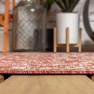 JONATHAN Y SMB104A-3 Malta Bohemian Medallion Textured Weave Indoor Outdoor -Area Rug, Coastal, Traditional, Transitional Easy-Cleaning,Bedroom,Kitchen,Backyard,Patio,Non Shedding, Red/Taupe, 3 X 5