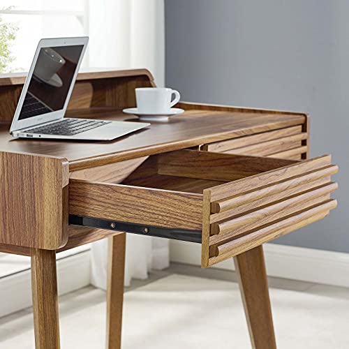 Modway Render Mid-Century Modern Writing Desk in Walnut