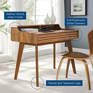 Modway Render Mid-Century Modern Writing Desk in Walnut