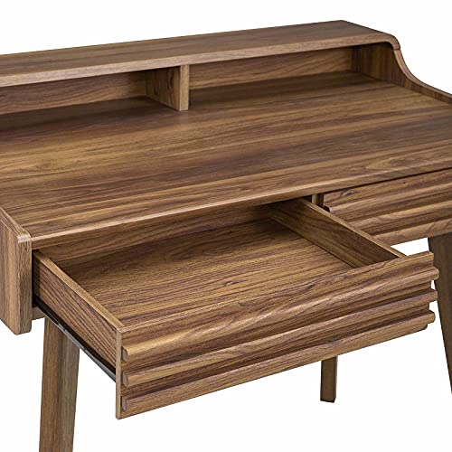 Modway Render Mid-Century Modern Writing Desk in Walnut