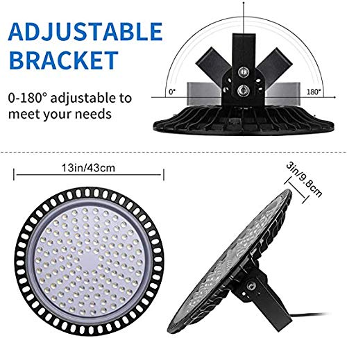 500W UFO LED High Bay Lights, 50000 Lumen 6000K-6500K Warehouse LED Lights, Waterproof Dustproof Ultra Thin High Bay LED Lights- Commercial Bay Lighting