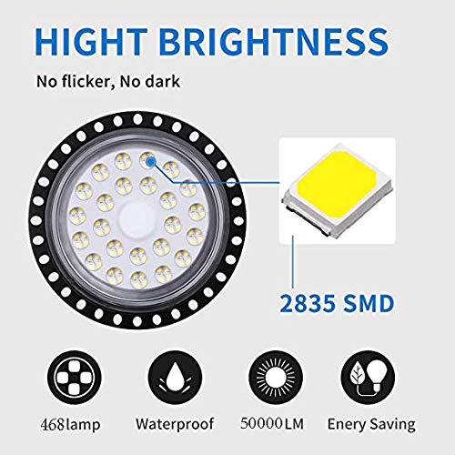 500W UFO LED High Bay Lights, 50000 Lumen 6000K-6500K Warehouse LED Lights, Waterproof Dustproof Ultra Thin High Bay LED Lights- Commercial Bay Lighting