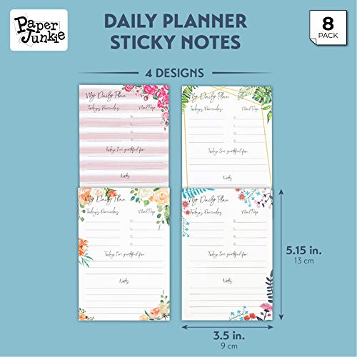 Calendar Sticky Notes for Monthly, Weekly, and Daily in Floral Print (8 Pack)