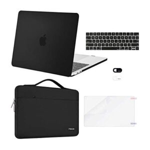 mosiso compatible with macbook pro 13 inch case m2 2023, 2022, 2021-2016 a2338 m1 a2251 a2289 a2159 a1989 a1708 a1706, plastic hard case&bag&keyboard skin&webcam cover&screen protector, black