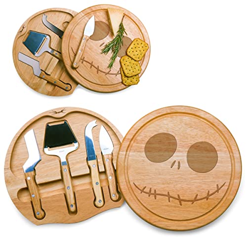 TOSCANA - a Picnic Time brand Disney Classics Nightmare Before Christmas Circo Board & Knife Cheese Board and Knife Set, 10.2 inches Diameter, Jack - Parawood