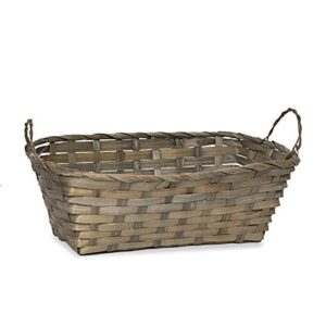 the lucky clover trading rect bamboo utility basket with ear handles - grey 12in