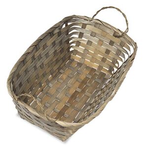 The Lucky Clover Trading Rect Bamboo Utility Basket with Ear Handles - Grey 12in