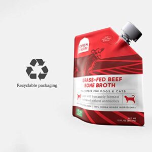 Open Farm, Beef Bone Broth, Food Topper for Both Dogs and Cats with Responsibly Sourced Meat and Superfoods Without Artificial Flavors or Preservatives, 12oz