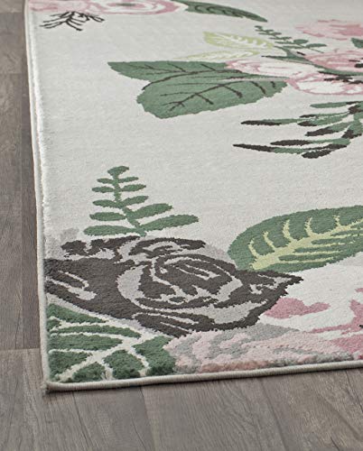 Rugs America Hanna VA40C Rose Garden Gray Floral Transitional Area Rug, 5'x7'