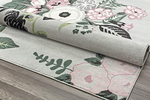 Rugs America Hanna VA40C Rose Garden Gray Floral Transitional Area Rug, 5'x7'