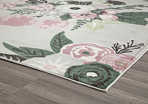 Rugs America Hanna VA40C Rose Garden Gray Floral Transitional Area Rug, 5'x7'