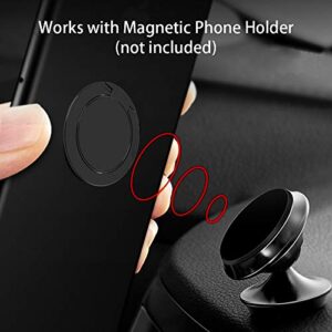 Upgraded World's Slimmest Phone Ring Holder, Tomorotec Ultra Thin Cell Phone Ring Stand Magnetic Car Mount Hook Matte Center Compatible for iPhone X 8 7 Plus 6S 6 5s 5 SE,Galaxy S8 S7 S6 Edge(Black)