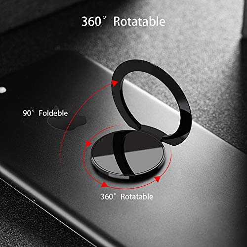 Upgraded World's Slimmest Phone Ring Holder, Tomorotec Ultra Thin Cell Phone Ring Stand Magnetic Car Mount Hook Matte Center Compatible for iPhone X 8 7 Plus 6S 6 5s 5 SE,Galaxy S8 S7 S6 Edge(Black)