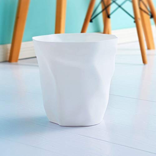 WUZHONGDIAN Trash Can, Uncovered Round Trash Can, Large Capacity Trash Can, Wrinkled Trash Can - Toilet, Kitchen, Home Office, Dormitory, Children's Room / 10L Garbage Storage bin (Color : White)