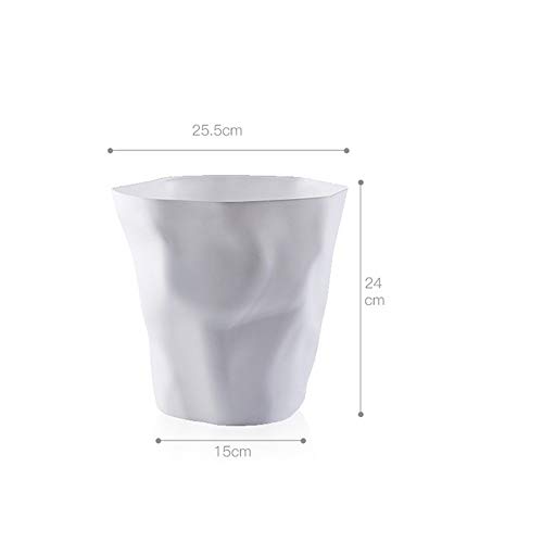 WUZHONGDIAN Trash Can, Uncovered Round Trash Can, Large Capacity Trash Can, Wrinkled Trash Can - Toilet, Kitchen, Home Office, Dormitory, Children's Room / 10L Garbage Storage bin (Color : White)
