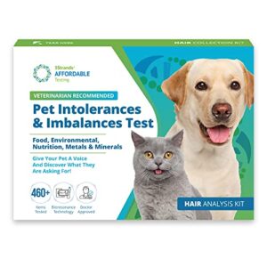 5strands pet health test - food intolerance, environment intolerance, nutrition, metals and minerals - at home dog or cat hair sample collection kit, results in 7 days, works for all ages and breeds