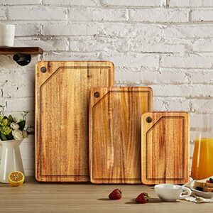 KARRYOUNG Acacia Wood Cutting Board with Juice Drip Groove,Set of 3