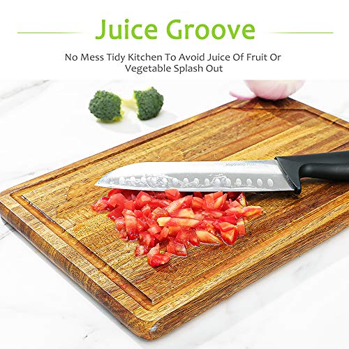 KARRYOUNG Acacia Wood Cutting Board with Juice Drip Groove,Set of 3