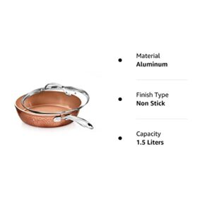 Gotham Steel 12” Nonstick Fry Pan with Lid – Hammered Copper Collection, Premium Aluminum Cookware with Stainless Steel Handles, Induction Plate for Even Heating, Dishwasher & Oven Safe
