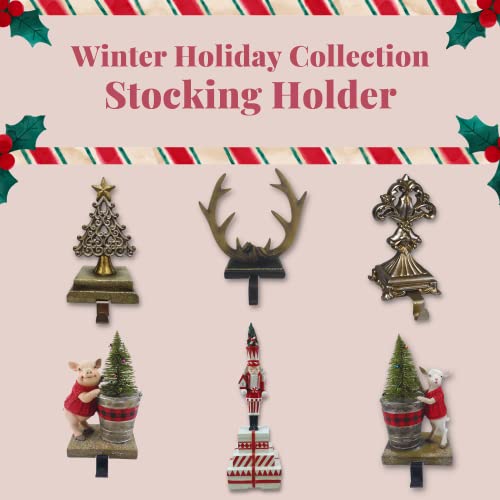 Comfy Hour 9" Polyresin Dog Stocking Hanger for Christmas Decoration, Green, Winter Holiday Collection