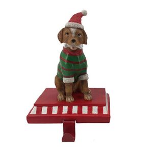 comfy hour 9" polyresin dog stocking hanger for christmas decoration, green, winter holiday collection