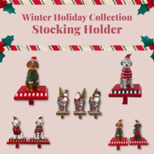 Comfy Hour 9" Polyresin Dog Stocking Hanger for Christmas Decoration, Green, Winter Holiday Collection