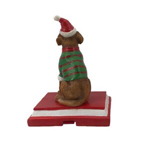 Comfy Hour 9" Polyresin Dog Stocking Hanger for Christmas Decoration, Green, Winter Holiday Collection