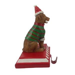 Comfy Hour 9" Polyresin Dog Stocking Hanger for Christmas Decoration, Green, Winter Holiday Collection