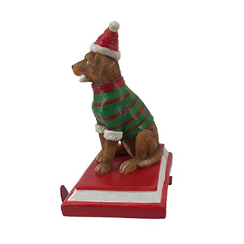 Comfy Hour 9" Polyresin Dog Stocking Hanger for Christmas Decoration, Green, Winter Holiday Collection