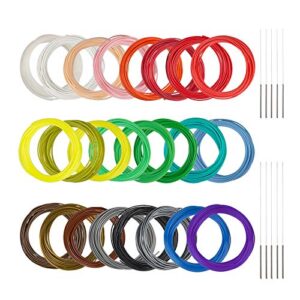 3d pen/3d printer filament,1.75mm pla filament with cleaning needles, findtop 24 colors pla filament refills (10 feet for each color) and 3d pen/printer cleaning needles (10 pieces)