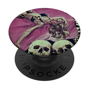 sexy pin up girl creepy skeleton skull pinup lingerie girl popsockets popgrip: swappable grip for phones & tablets