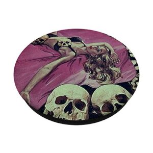 Sexy Pin Up Girl Creepy Skeleton Skull Pinup Lingerie Girl PopSockets PopGrip: Swappable Grip for Phones & Tablets