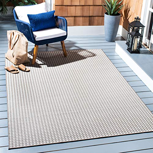 SAFAVIEH Lakeside Collection 6'7'' Square Beige/Taupe LAK250B Indoor/ Outdoor Non-Shedding Easy scrubbing Patio Backyard Porch Deck Mudroom Area-Rug