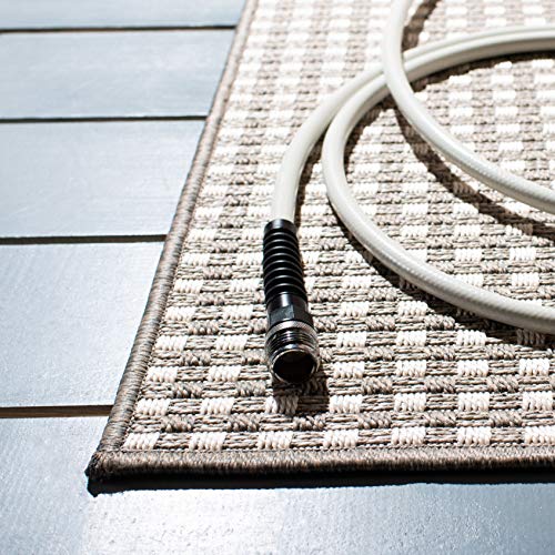 SAFAVIEH Lakeside Collection 6'7'' Square Beige/Taupe LAK250B Indoor/ Outdoor Non-Shedding Easy scrubbing Patio Backyard Porch Deck Mudroom Area-Rug